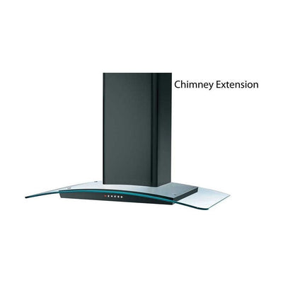 Prima BLACK CURVED CHIMNEY HOOD EXTENSION PRCGH901