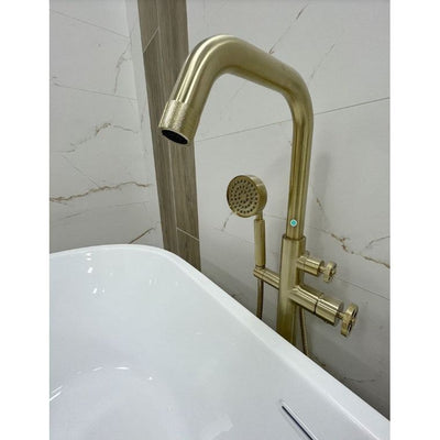 Alpha Brushed Gold Freestanding Bath Shower Mixer Tap