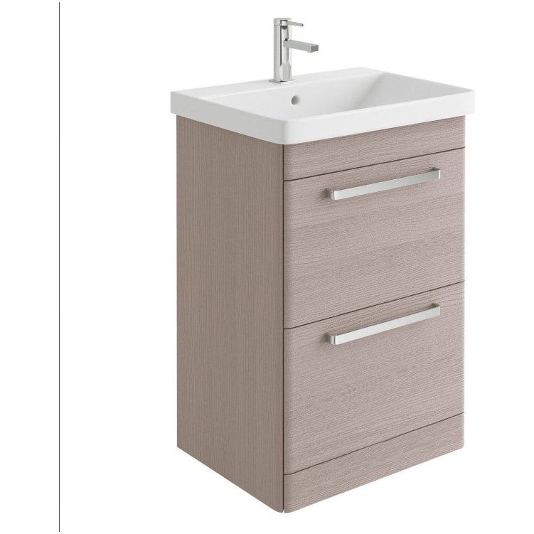Elsa 500mm Floor Standing Vanity Unit & Basin in Stone Grey with Chrome Handles