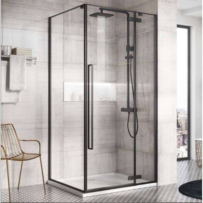 Gianna 800mm Black Hinged Shower Door