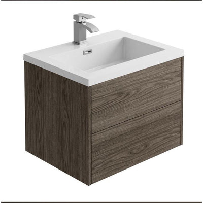 Deane 600mm Wall Hung Vanity Unit in Grey Linear