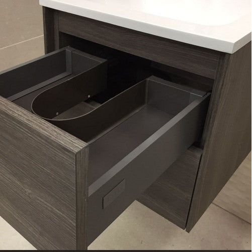 Deane 600mm Wall Hung Vanity Unit in Grey Linear