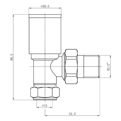 Round Brushed Gold Angled Pair of Radiator Valves N23