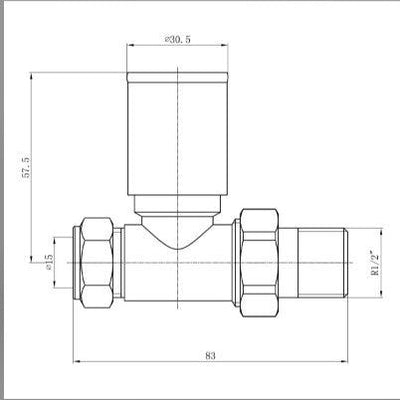 Round Black Straight Pair of Radiator Valves