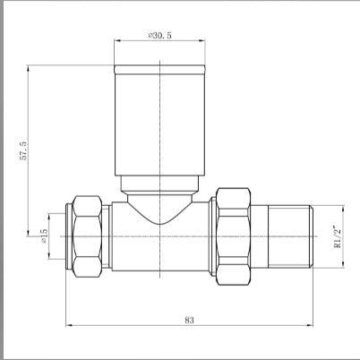 Round Grey Straight Pair of Radiator Valves