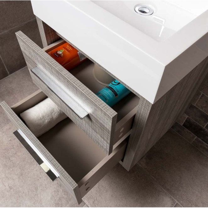 Hermoine 750mm Floor Standing Vanity Unit & Basin - Grey Ash