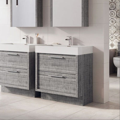 Hermoine 600mm Floor Standing Vanity Unit & Basin - Grey Ash
