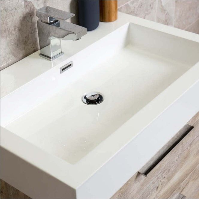 Hermoine 750mm Floor Standing Vanity Unit & Basin - Light Sawn Oak