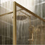 Hopper Brushed Gold Frame Shower Screen - Fluted Glass 680mm