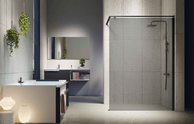 Novellini Kuadra H107β110 CM X 200 H Grid Print W Black