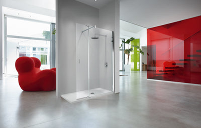 Novellini Kuadra H2 Walk In Shower Screen 88+37 CM X 200 H  Chrome