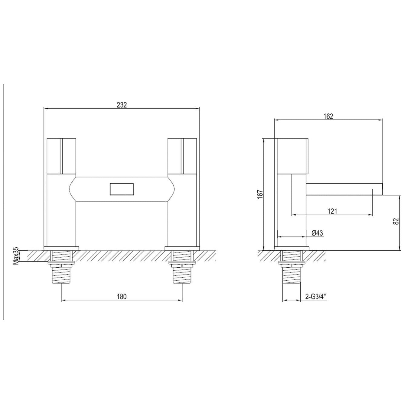 Lexi Matt Black & Chrome Bath Filler Tap