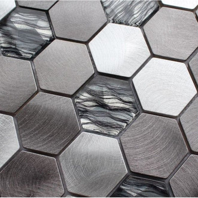Letitia Metal Glass Hexagonal Mosaic – 300x300mm