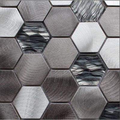Letitia Metal Glass Hexagonal Mosaic – 300x300mm