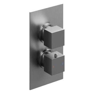 Liberty Square Double Outlet Valve with Slide Rail Kit, Shower Head and Arm - Gunmetal