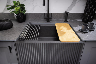 Abode Optima 1.25B Granite Belfast Sink - Black Metallic  AW3201