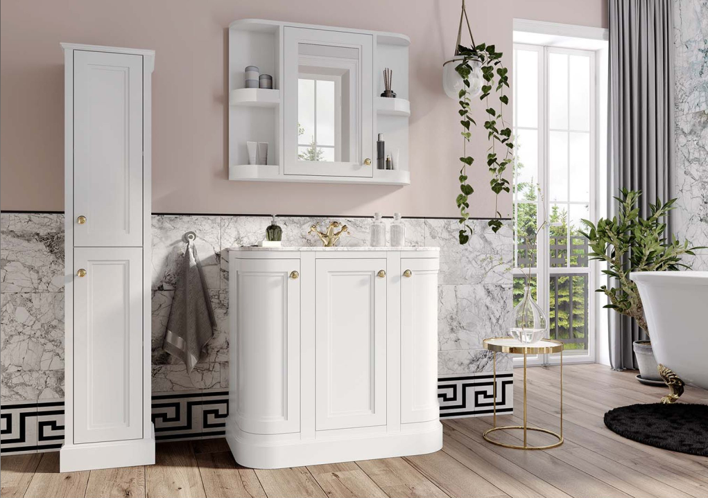 Louise Curved Vanity Unit in White – 900mm