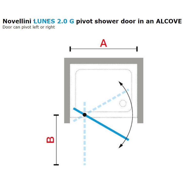 Novellini LUNES 2.0 G Pivot shower door in Chrome