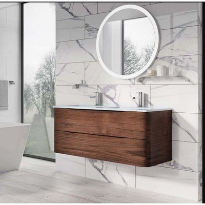 Montana 1200mm Wall Hung Vanity Unit in Rosewood & White Glass Basin