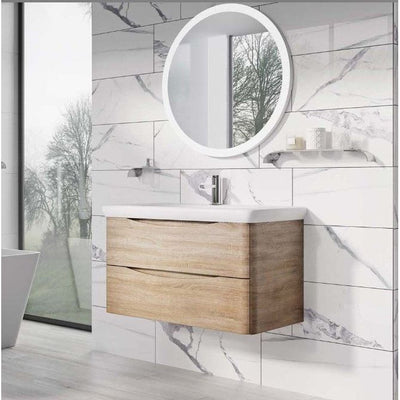 Montana 900mm Wall Hung Vanity Unit in Light Oak & Link Resin Basin
