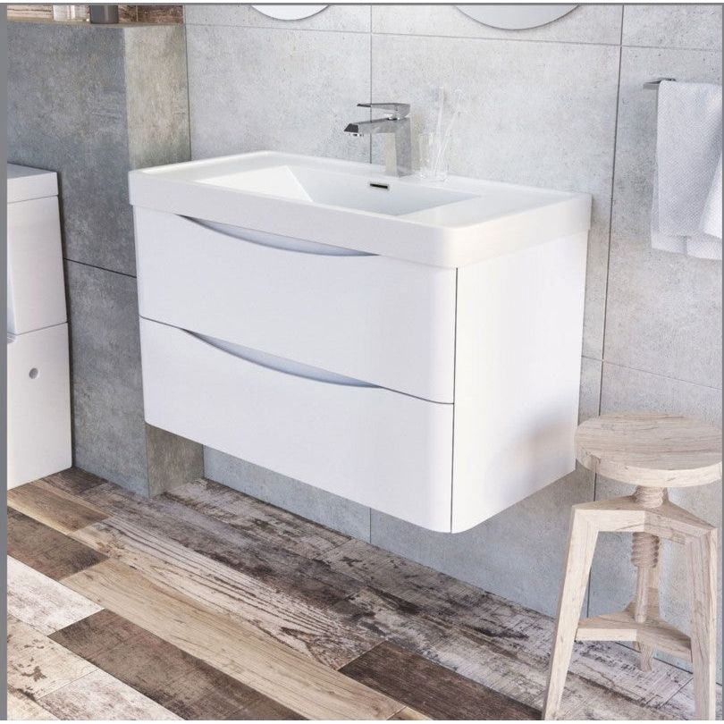 Montana 900mm Wall Hung Vanity Unit in Gloss White & Resin Basin