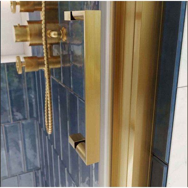 Murphy Brushed Gold Sliding Shower Door Quadrant - 1200x900mm