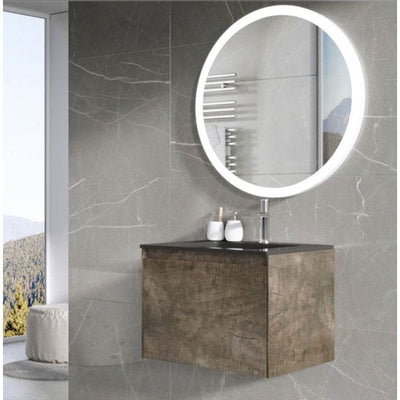Oscar Wall Mounted Vanity Unit Metallic & Black Resin Basin 600mm
