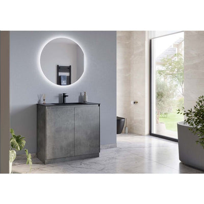 Oscar 900mm Floor Standing Vanity Unit Concrete & Black Basin