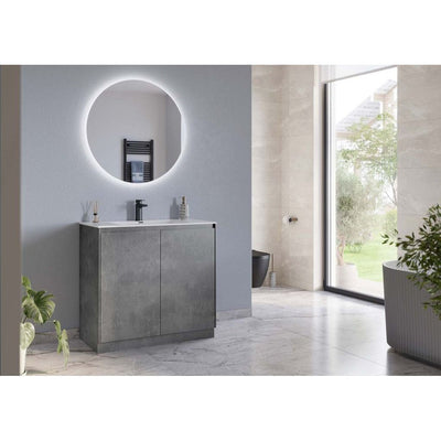 Oscar 900mm Floor Standing Vanity Unit Concrete & White Basin