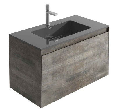 Oscar Wall Mounted Vanity Unit Metallic & Black Resin Basin 900mm
