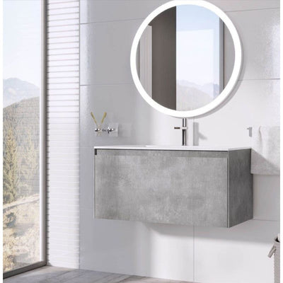 Oscar Wall Mounted Vanity Unit Concrete & White Resin Basin 900mm