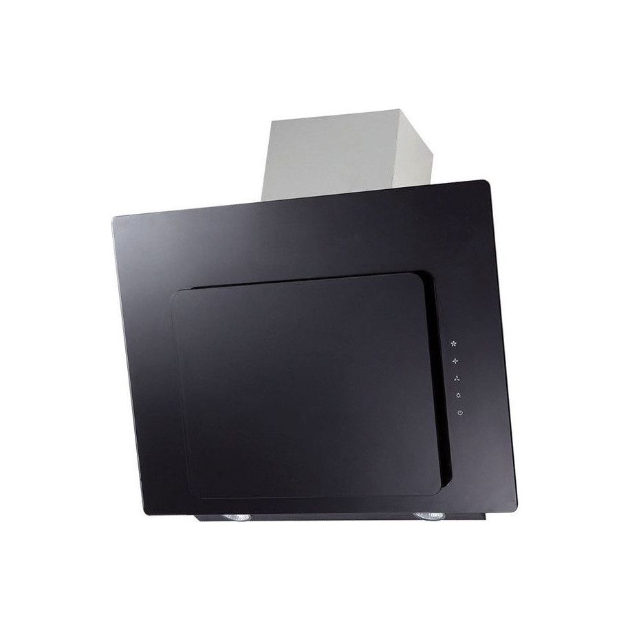 Prima + 60CM Angled Chimney Hood - St/Steel & Black Glass PRAE1002
