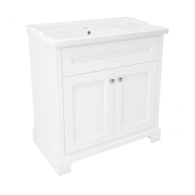 RAK Washington Traditional Floor Standing 2 Door Vanity Unit Inc Basin 800mm Wide - White