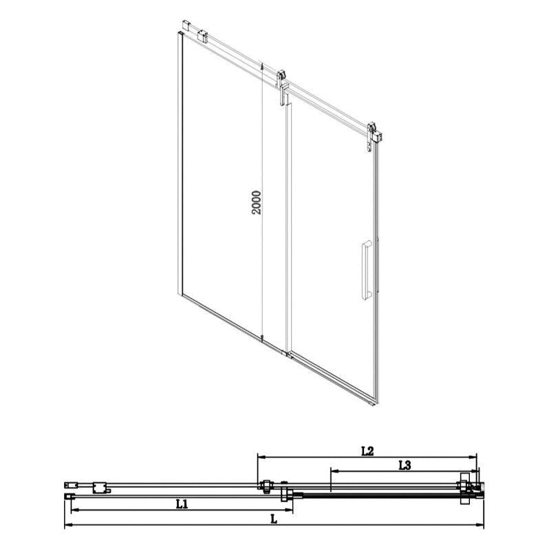 Raya 1500mm Gunmetal Sliding Shower Door