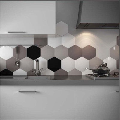 Riverside Matt Black Hexagon Porcelain Tile – 215x250mm