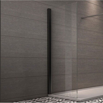 Roman Black Wetroom Walk in Glass Screens Side/End Panel - 680mm