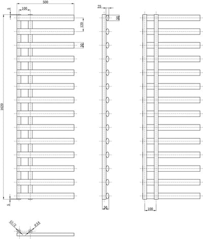 Dunwell Grey Designer Heated Towel Rail - 1610x500mm