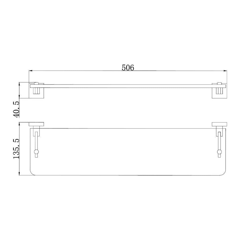 Maryland Chrome Single Glass Shelf