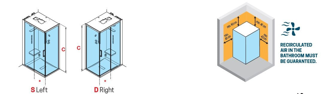 Novellini - SKILL 2P - Multifunction Shower Cubicle: Corner Entry With 1 Sliding Door + 1 Fixed Panel In Line + 1 Side Panel