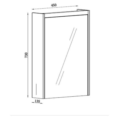 Deane LED Mirrored Wall Cabinet Single Door Grey Linear 450mm