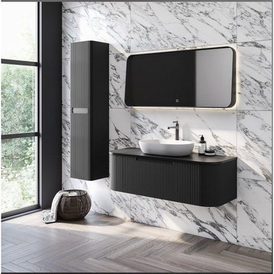 Eagle Ribbed Wall Hung Storage Unit in Matt Black N23