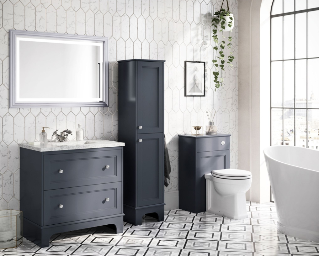 York Floor Standing Tall Storage Unit in Midnight Grey