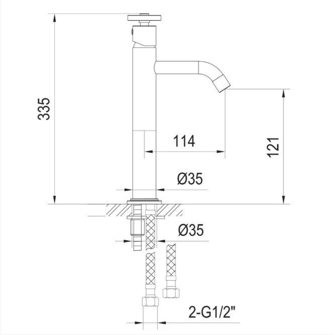 Alpha Brushed Nickel Tall Basin Mixer Tap