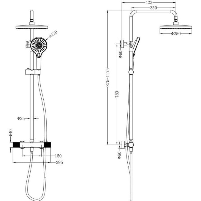 Chelsea Thermostatic Shower Pack - Gunmetal