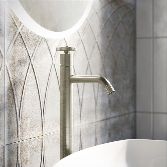 Alpha Brushed Nickel Tall Basin Mixer Tap