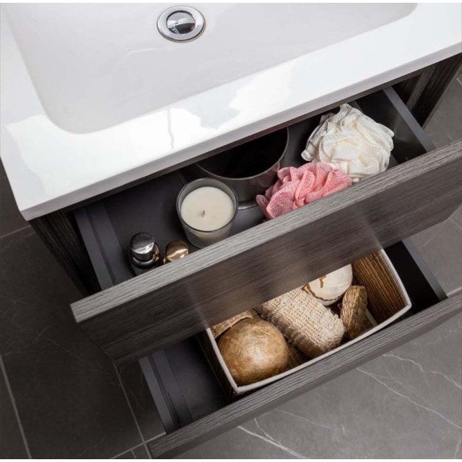 Deane 500mm Wall Hung Vanity Unit in Grey Linear
