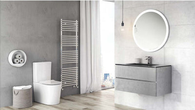 Venice Wall Mounted Vanity Unit Concrete & Black Resin Basin 900mm