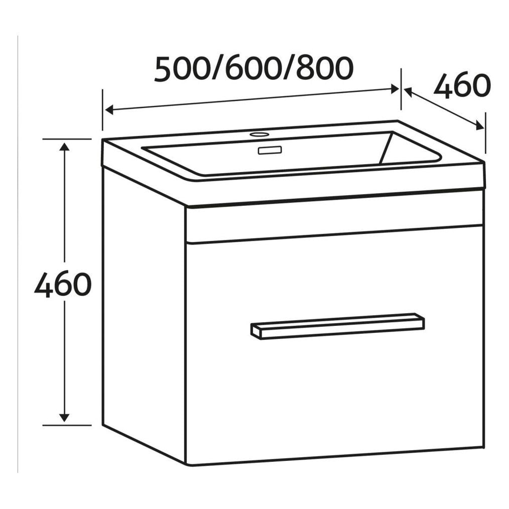 Elsa 800mm Wall Mounted Vanity Unit & Basin in Textured Black with Brushed Gold Handles