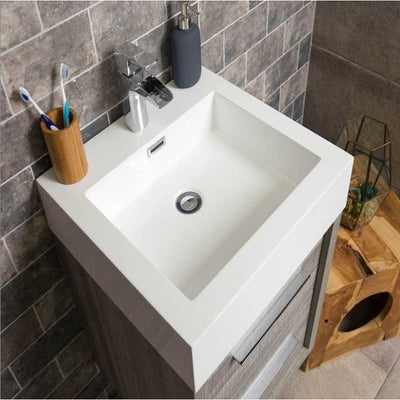 Hermoine 750mm Wall Mounted Vanity Unit & Basin - Grey Ash Effect