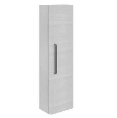 Elsa Wall Mounted Tall Storage Cabinet in Textured White with Gunmetal Handle